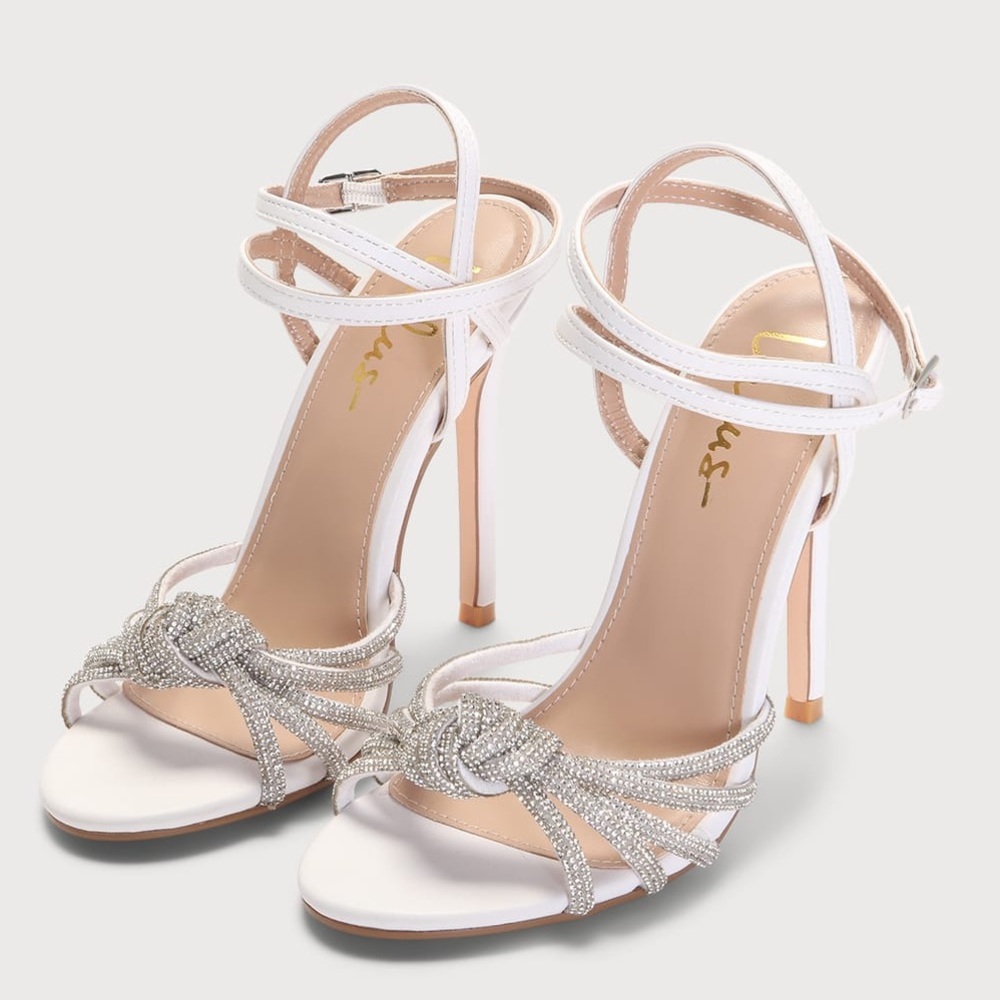 White and Rhinestone Heels
